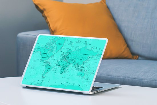 Autocollant pour ordinateur portable - 13,3 pouces - Wereldkaart - Robuste - Rouge