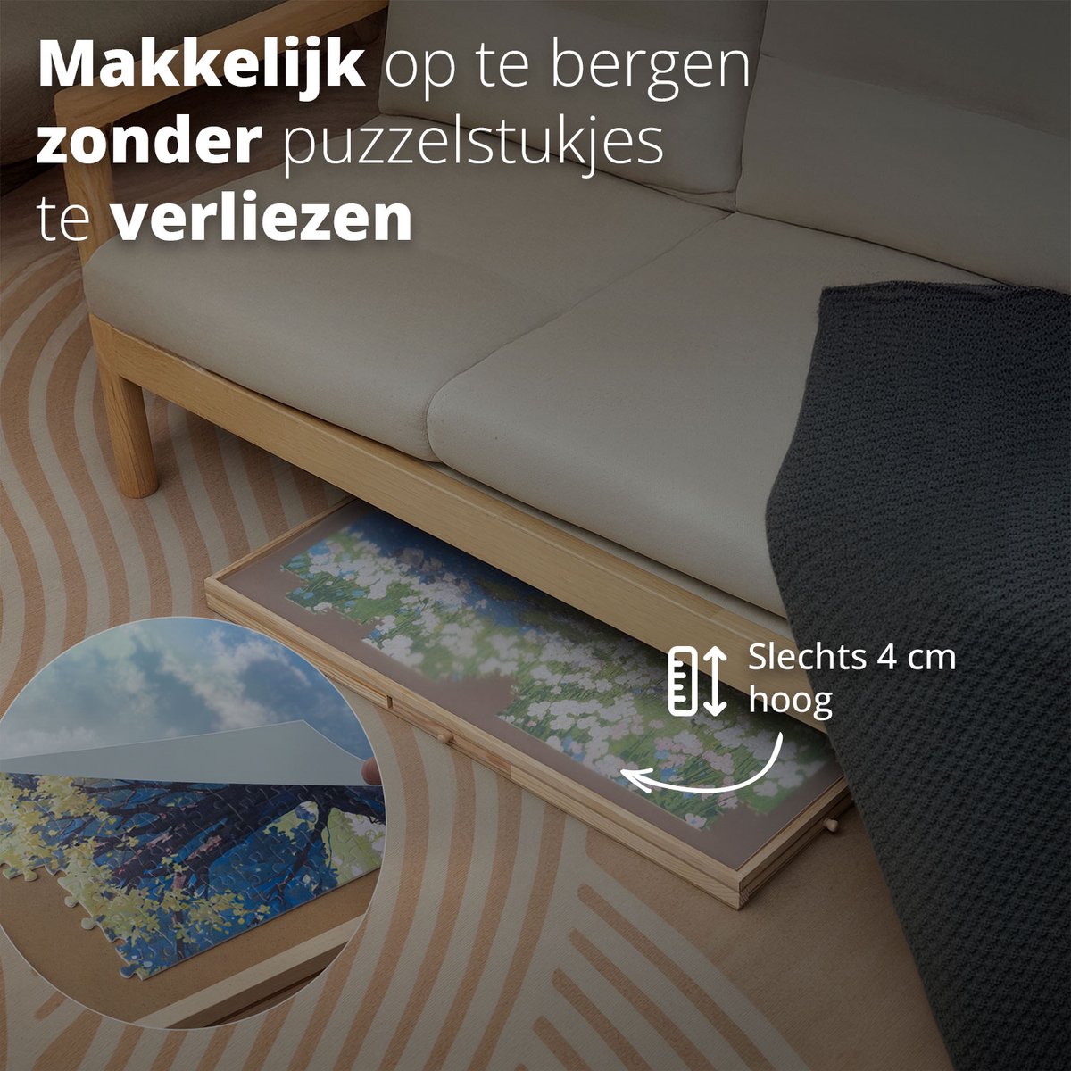 FlinQ Puzzelbord met Opbergsysteem - Puzzelplaat met Bescherming - 6