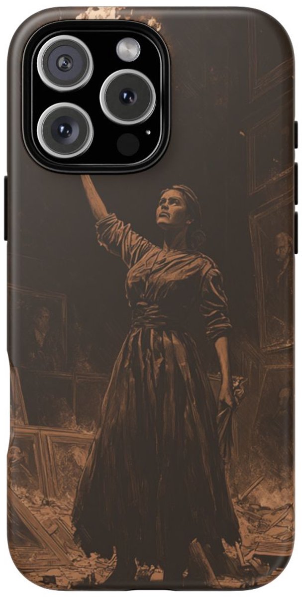 Vrouw met Fakkel in Verwoeste Kamer – Telefoonhoesje Geschikt voor iPhone 16 Pro Max