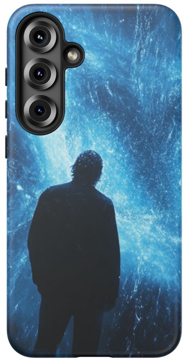 Silhouet met Blauwe Energie-uitbarsting – Telefoonhoesje Geschikt voor Galaxy S25 Plus