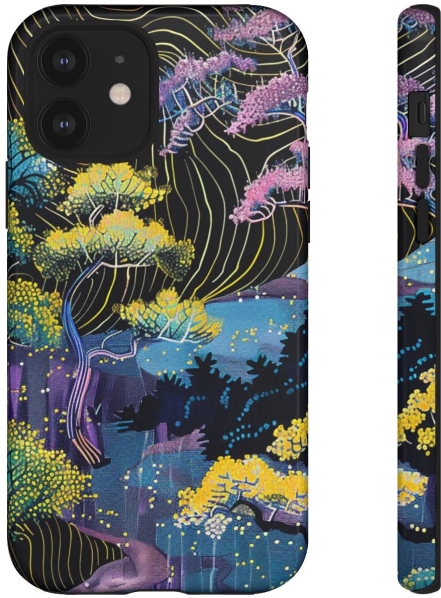 Kleurrijk Abstract Boomlandschap – Telefoonhoesje Geschikt voor iPhone 12