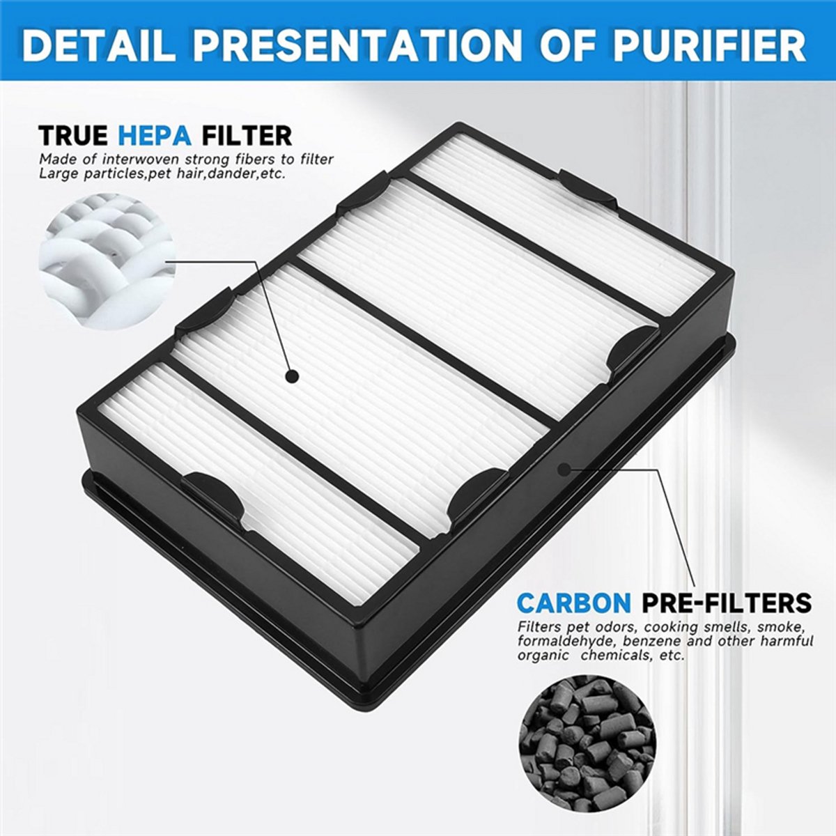 Geschikt voor Holmes HAPF600 (1+1) bruine doos met leeg netto filter element