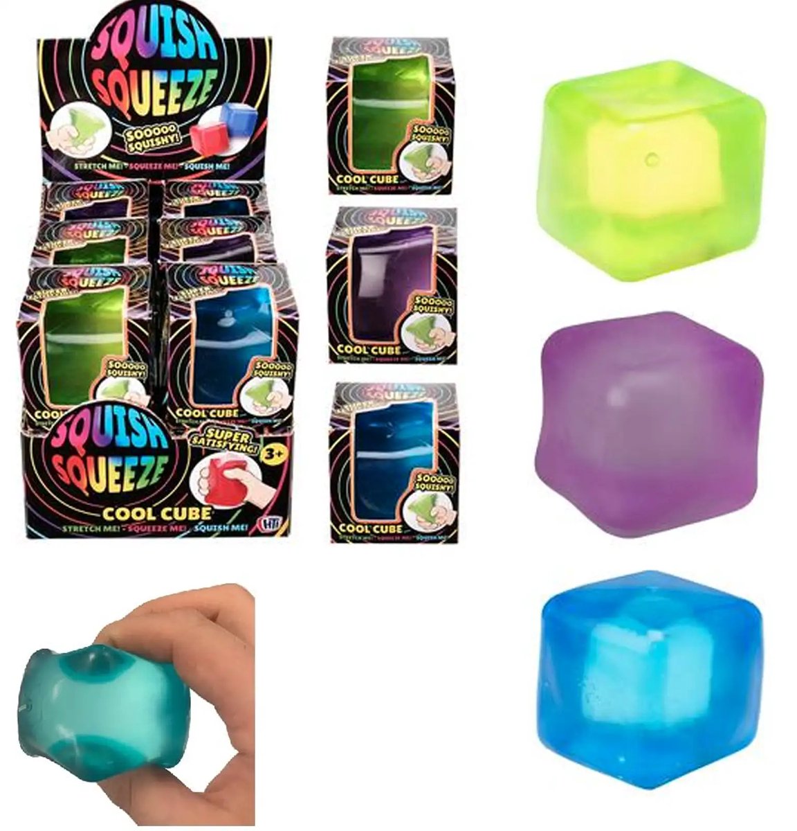 Cool Cube Squishy - 2 pack - 5 x 5 x 5 cm groot - Fidget - Squishy - Fopartikel - Schoencadeautje - Relax - Pocketformaat - Voor onderweg