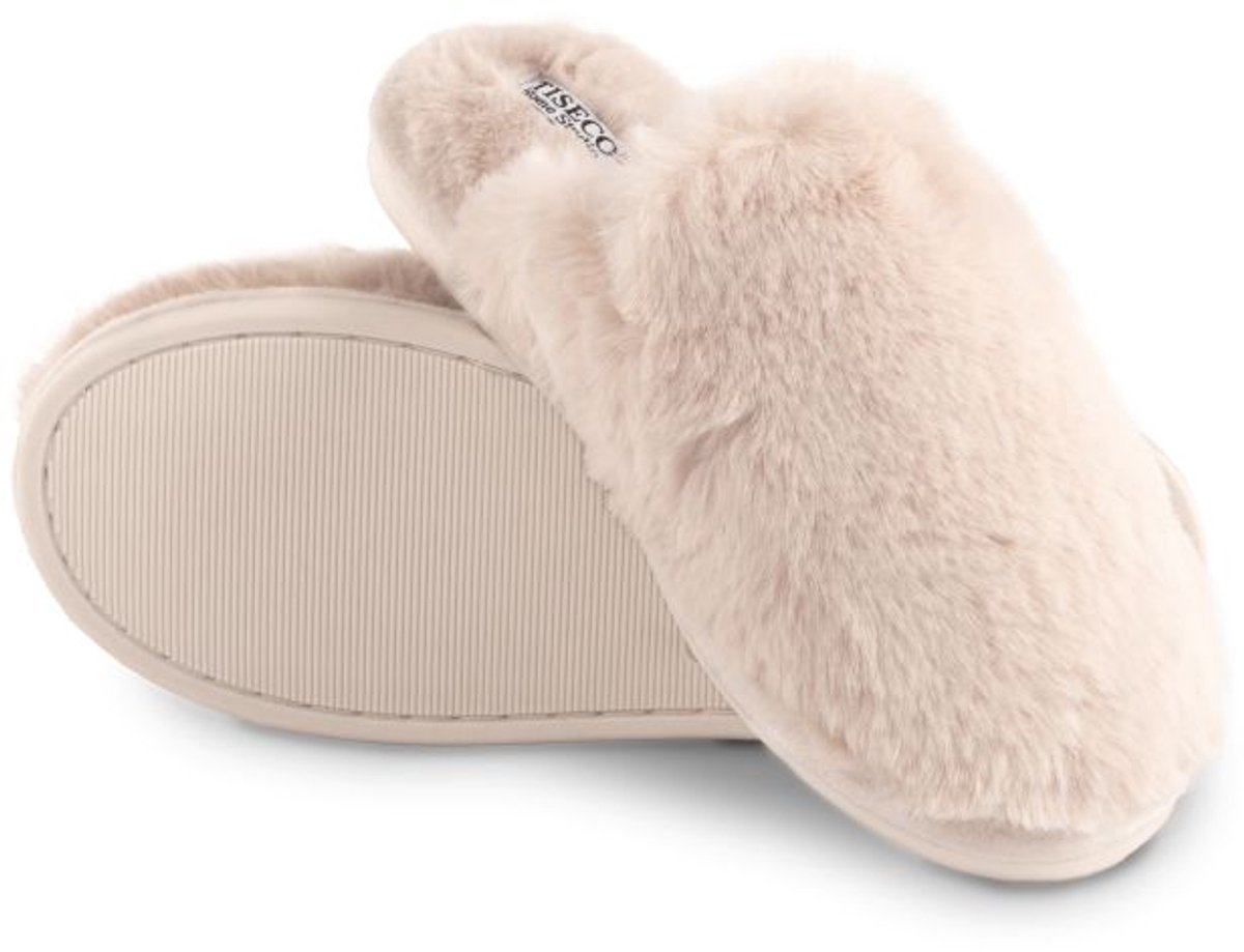 Tiseco - Pantoffels SNUGGS MULE - sloffen - zachte imitatiekonijnenbont - 40/41, beige