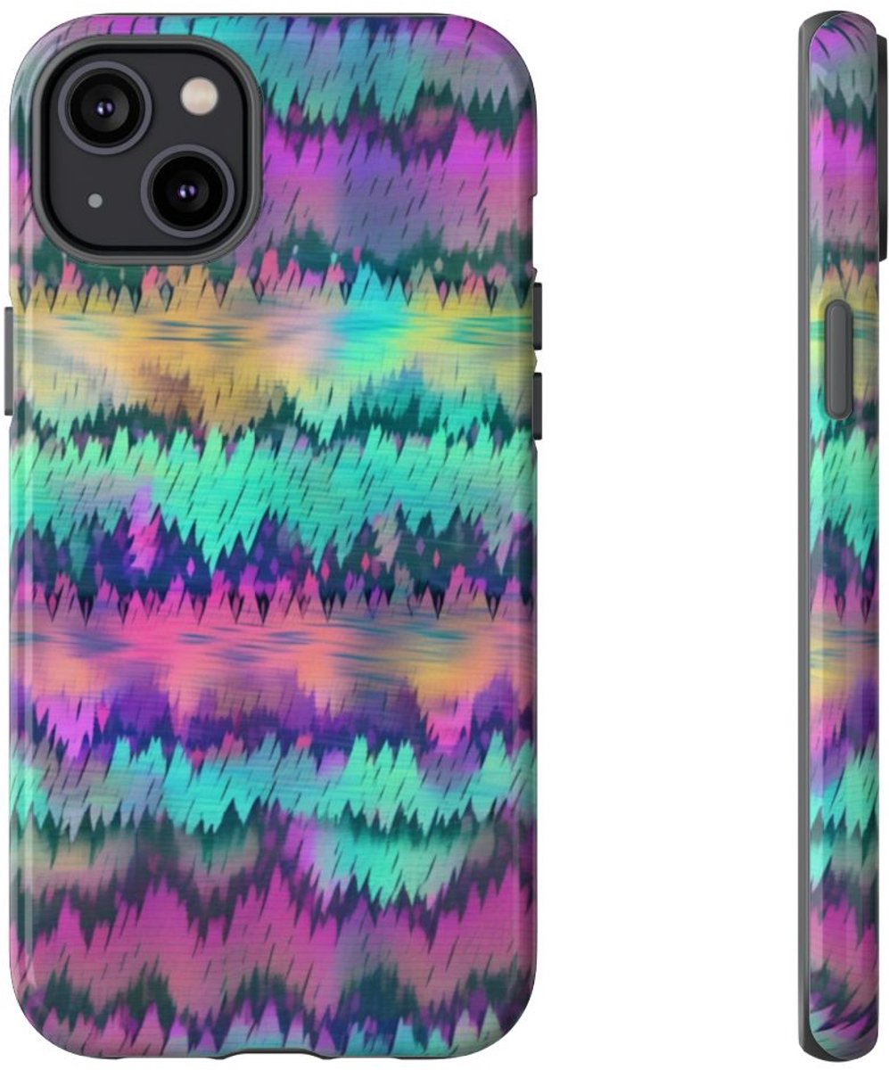 Kleurrijk Glitch Patroon Abstract Design – Telefoonhoesje Geschikt voor iPhone 14 Plus