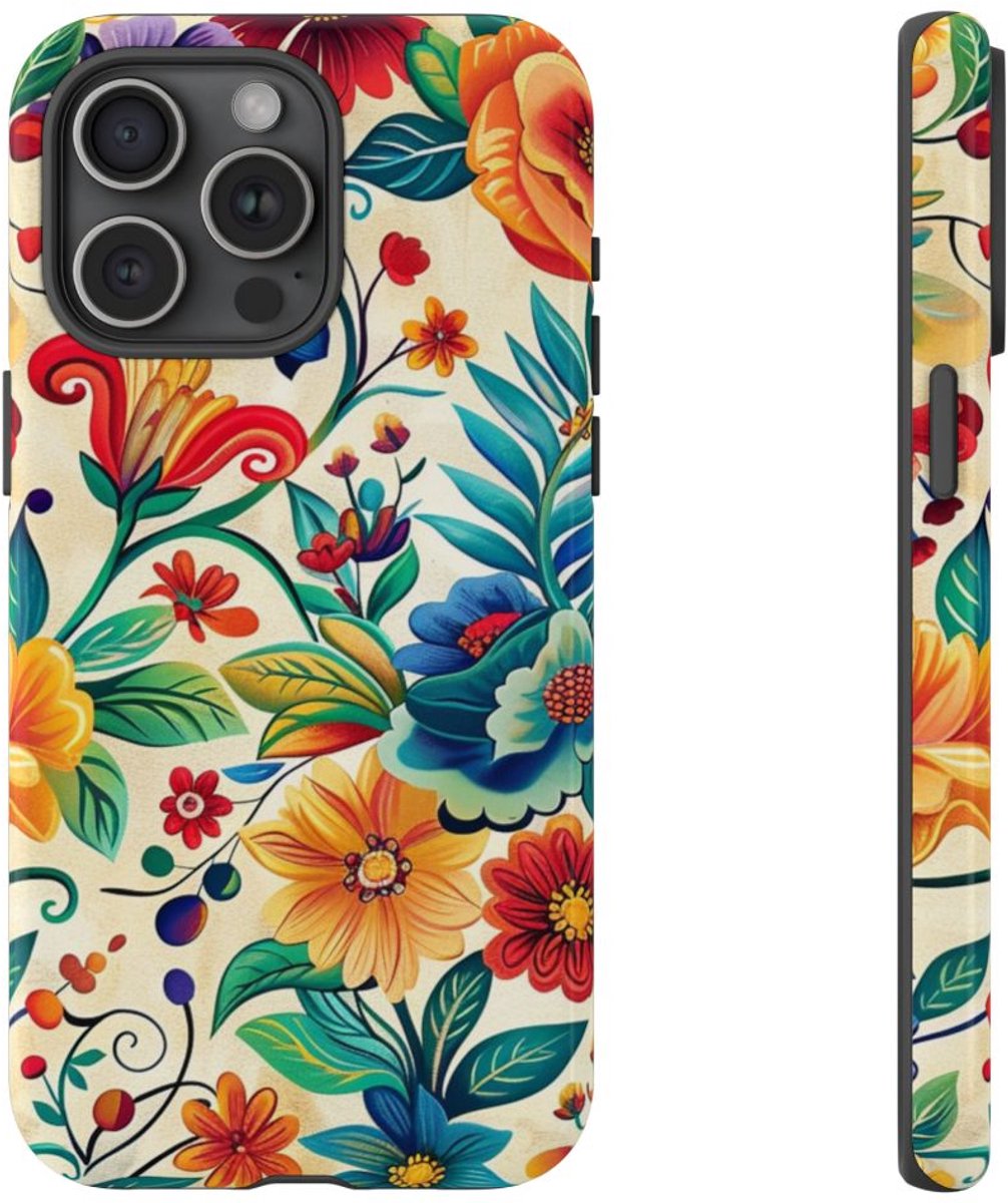 Vrolijk Multicolor Bloemenpatroon – Telefoonhoesje Geschikt voor iPhone 15 Pro Max