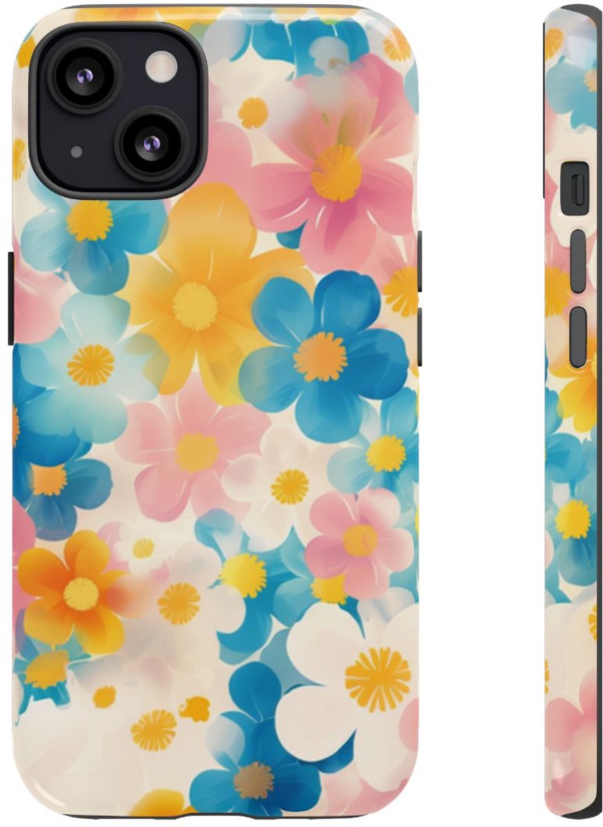 Vrolijk Pastel Bloemenpatroon – Telefoonhoesje Geschikt voor iPhone 13