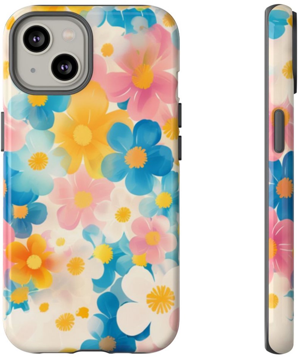 Vrolijk Pastel Bloemenpatroon – Telefoonhoesje Geschikt voor iPhone 14