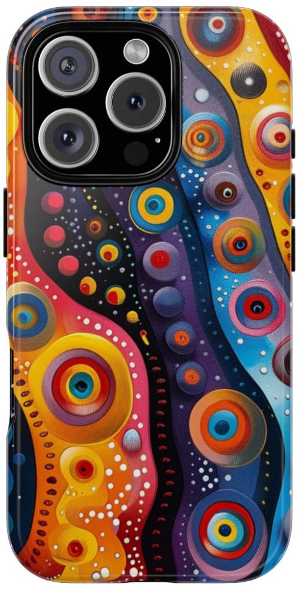 Kleurrijk Abstract Cirkelpatroon – Telefoonhoesje Geschikt voor iPhone 16 Pro