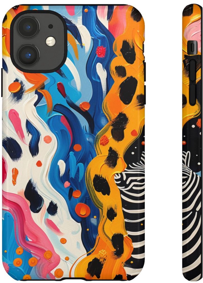 Abstract Kleurrijk Zebra Patroon – Telefoonhoesje Geschikt voor iPhone 11