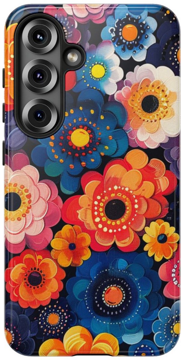 Levendig Abstract Bloemenpatroon – Telefoonhoesje Geschikt voor Samsung Galaxy S25