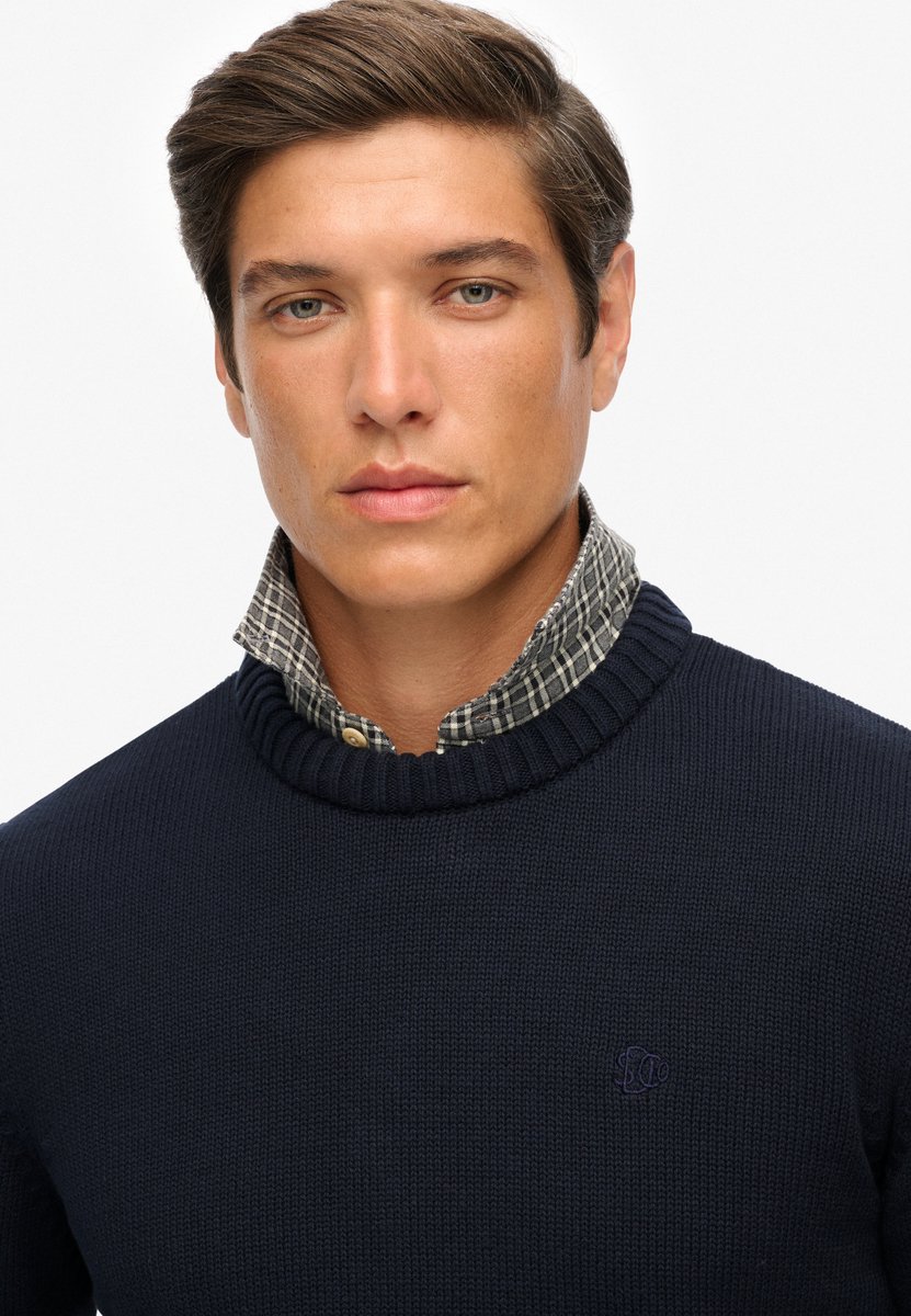 Superdry Preppy Cotton Trui Heren Sweaters Blauw