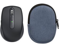 kwmobile Muisetui voor Logitech MX ANYWHERE 3 / ANYWHERE 3S Hoes - Etui voor Bluetooth-muis van robuust koord en neopreen - vintage blauw.
