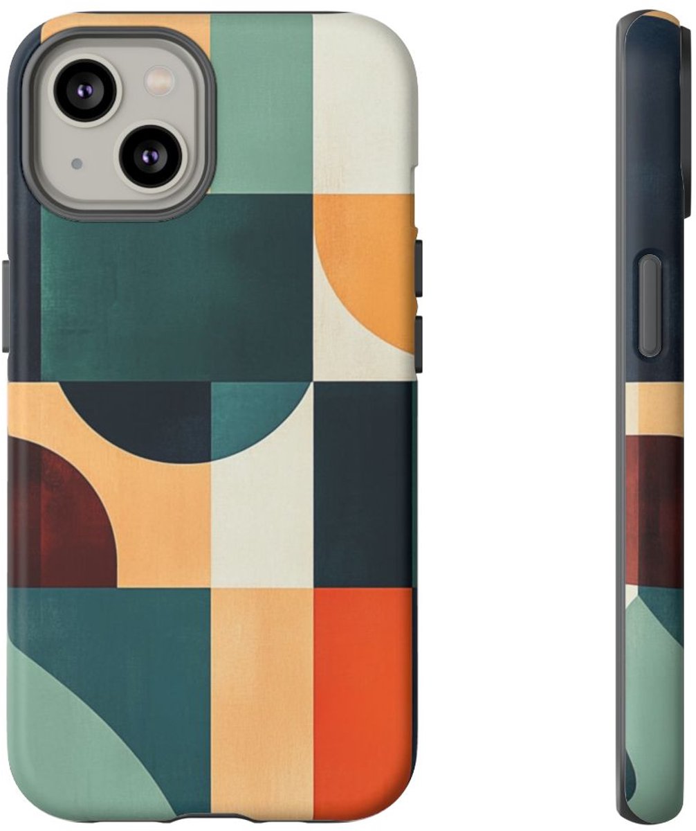 Geometrisch Abstract Ontwerp in Warme Kleuren – Telefoonhoesje Geschikt voor iPhone 14