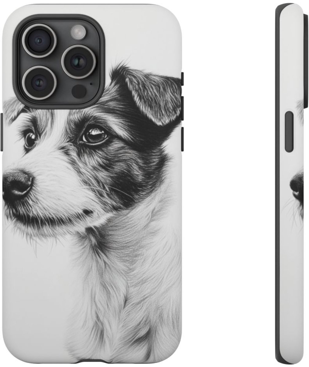 Hondenportret in Houtskool en Grafiet – Telefoonhoesje Geschikt voor iPhone 15 Pro Max
