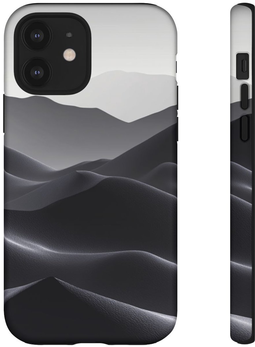 Monochroom Berglandschap – Telefoonhoesje Geschikt voor iPhone 12