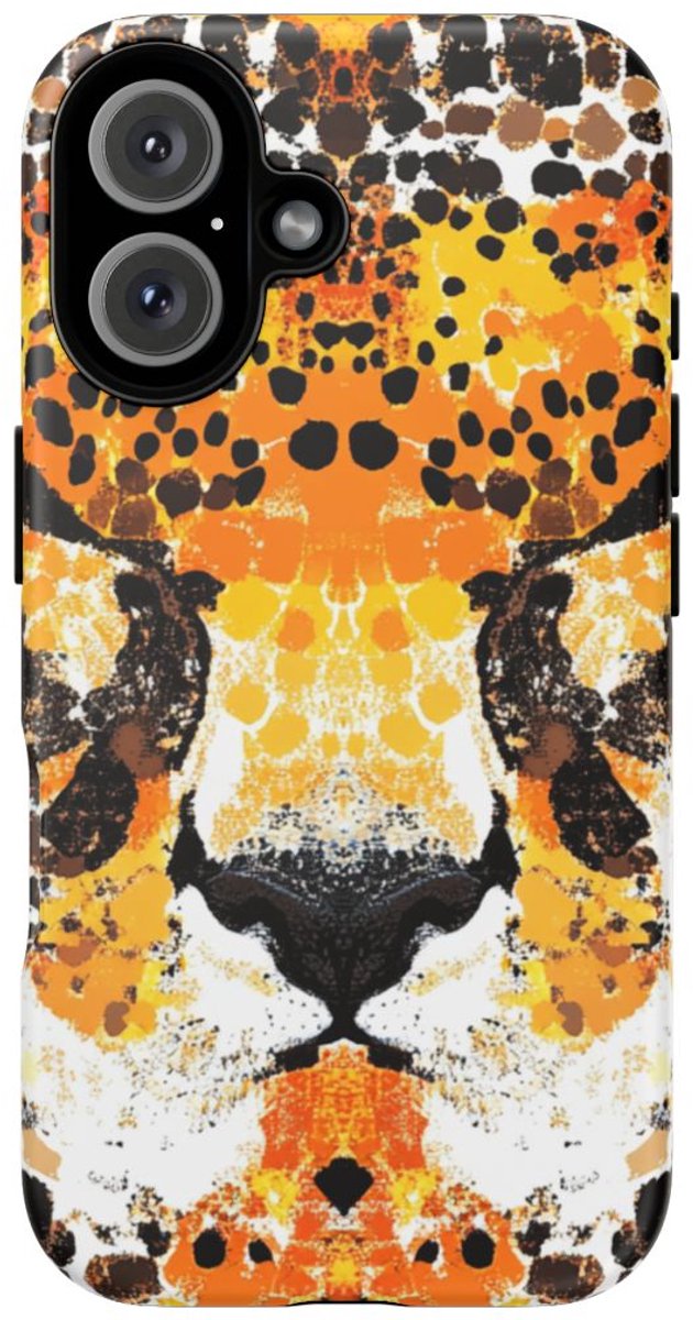 Abstracte Cheetah Gezichtspatroon – Telefoonhoesje Geschikt voor iPhone 16