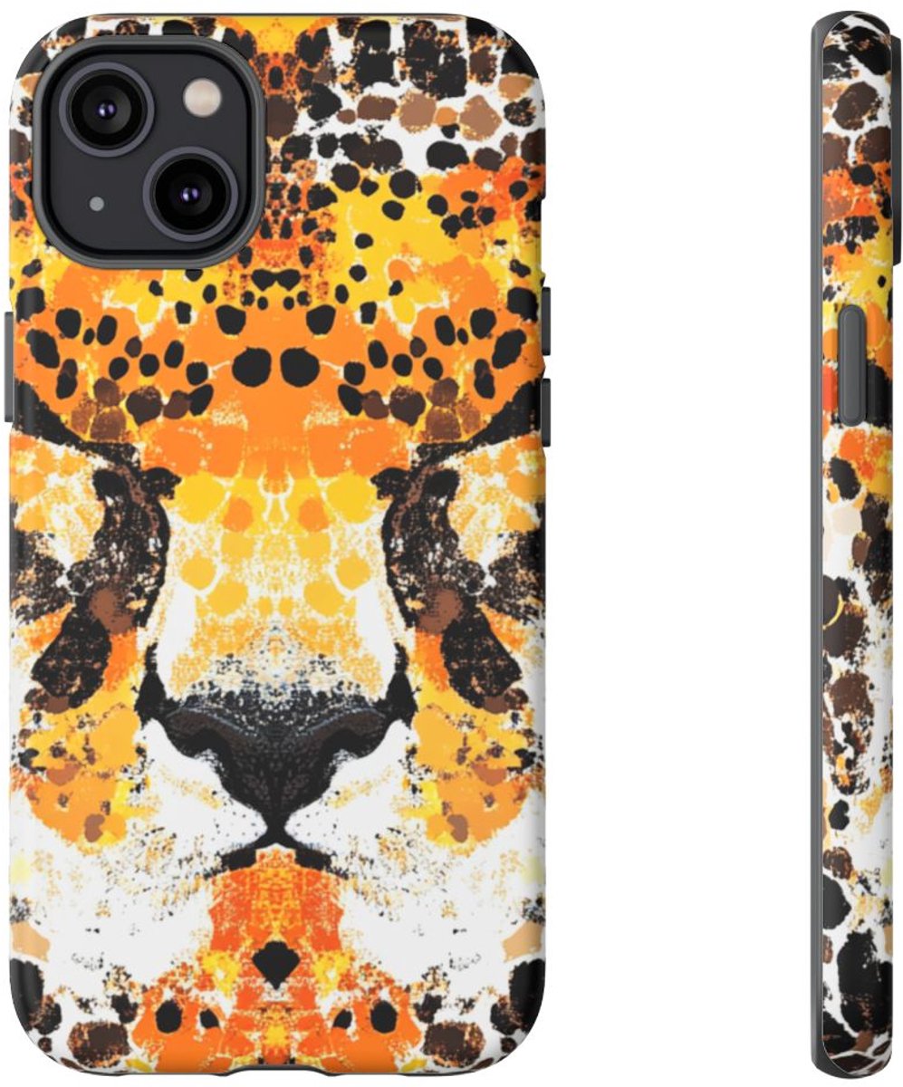 Abstracte Cheetah Kop Patroon – Telefoonhoesje Geschikt voor iPhone 14 Plus