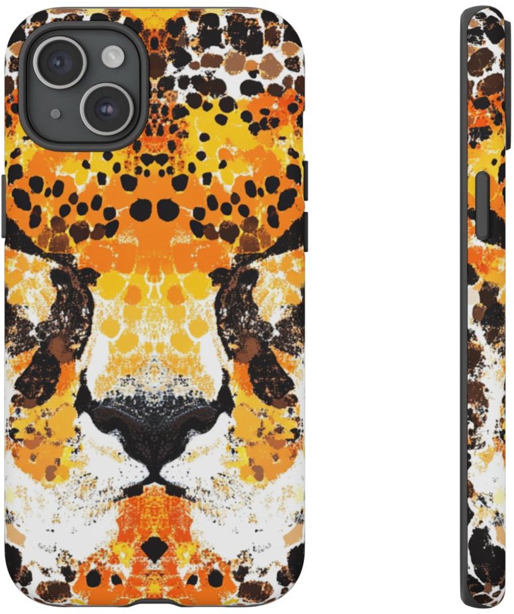 Abstracte Cheetagezicht Patroon – Telefoonhoesje Geschikt voor iPhone 15 Plus