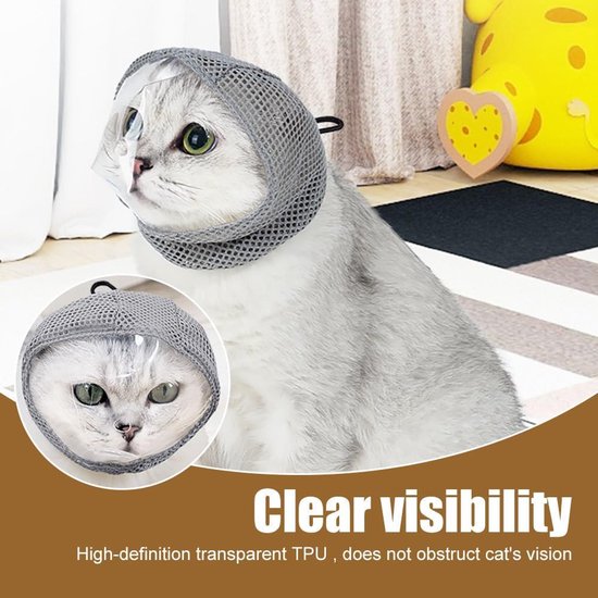 Kattenmuilkorf - anti-bijt - opvouwbaar - verstelbaar - ademend gaas om bijten - kauwen - verzorging te voorkomen - veilig voor huisdieren - comfortabele pasvorm van Simply Natural — afbeelding 2