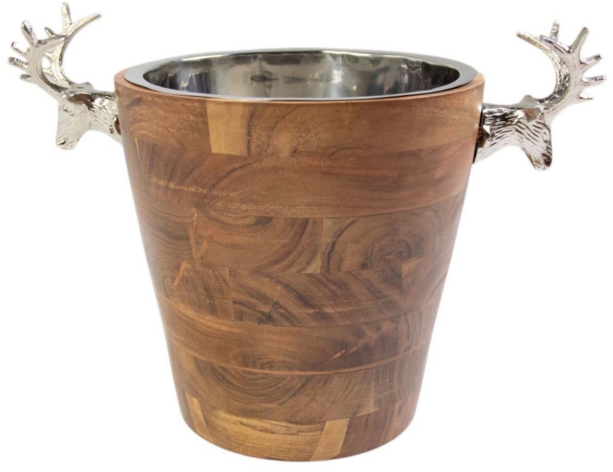 Champagne Koeler hert hout zilver 30x42x26cm