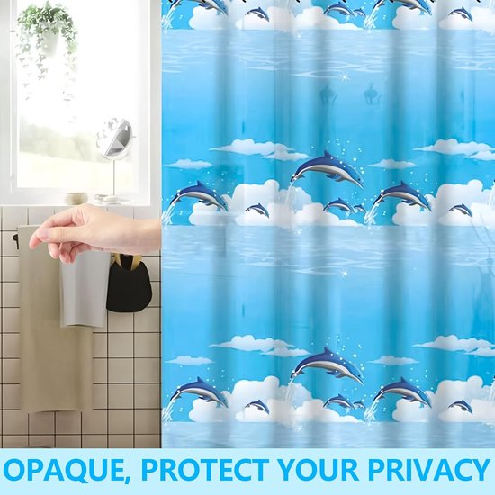 Rideau de douche - Anti-moisissure - Polyester lavable - Imperméable - Convient pour salle de bain et baignoire - 180 x 200 cm - Blauw