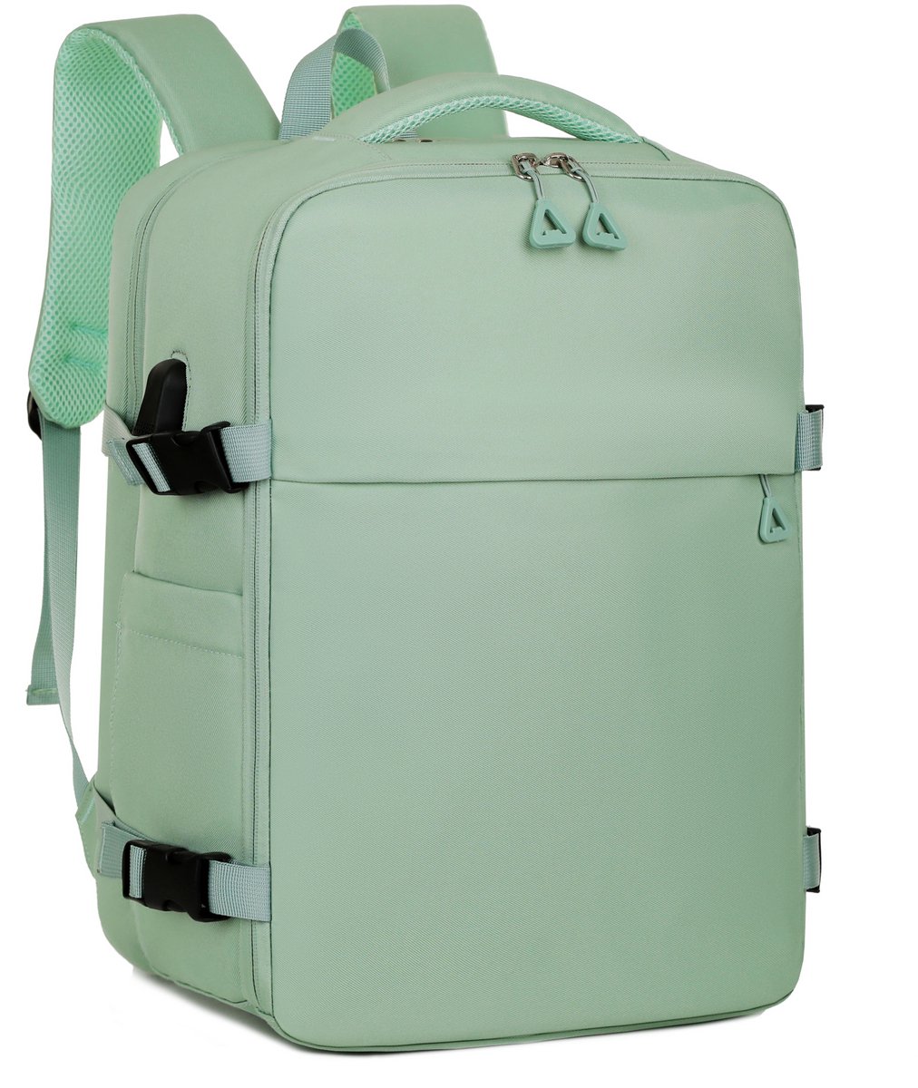Geweo Handbagage 40x30x20 - Rugzak - Underseater - Reistas - Transavia, TUI, Wizzair, Eurowings, Easyjet -Reistassen - Weekendtas Dames & Heren - Lichtgewicht - 15.6inch Laptopvak - Groen