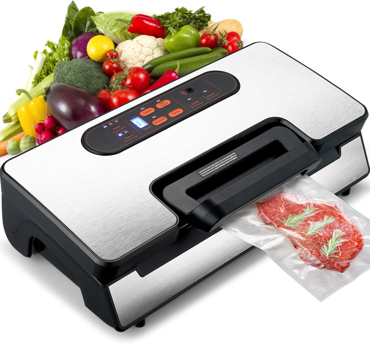 Vacuüm Verzegelmachine - Voedsel Vacumeermachine - Voedselbewaring - Keuken Sealer - 90Kpa Zuigkracht - 130W - Droog & Nat Voedsel - Vacuümmachine met Zakjes - Marineren - Vershoudmachine - Sealapparaat