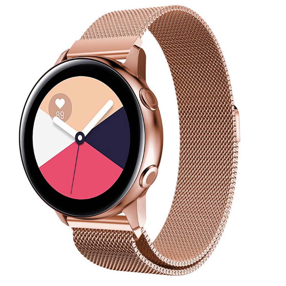 Qelus Roze Goud Roestvrijstalen Mesh Horlogebandje - Magneetsluiting Snelwissel - Universeel Horlogeband Horlogebandje Voor Smartwatches Horloges - Instelbaar 167-252mm - 20mm