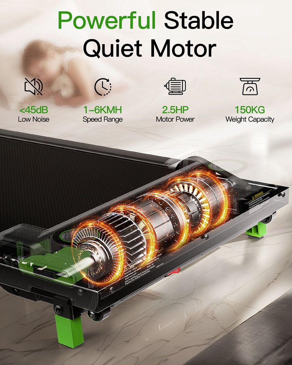 Afbeelding 3 van Akluer 480L-A loopmat met helling, 2,5 pk onderbureau-loopband met afstandsbediening, LED-display, maximale capaciteit van 150 kg