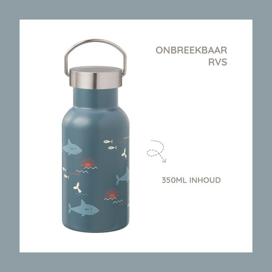Roestvrijstalen drinkfles met rietje voor kinderen, 350 ml, met