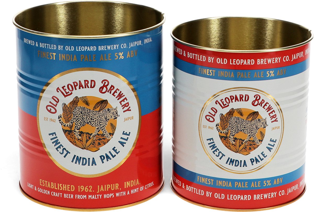 Rex London Retro Storage Tins - Bewaarblikken Medium - Old Leopard Brewery - Rood/Wit
