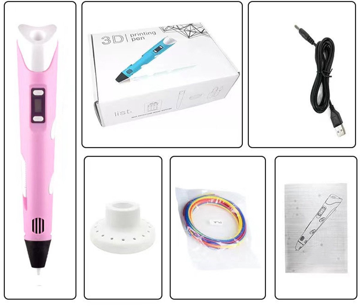 3D-printpen voor kinderen, hoge temperatuur, driedimensionale graffiti-schildering, magische pen voor normale temperatuur, slim - rood