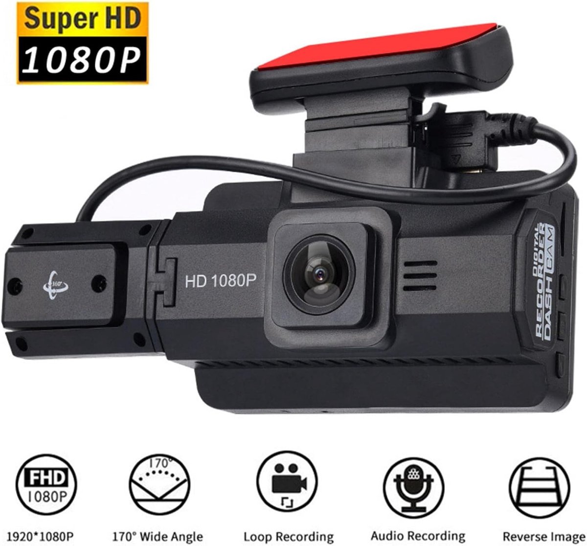 Dashcam-autocamera, voor- en achtercamera, 3 inch verborgen dashcam, 1080P HD-camera met dubbele lens voor auto-DVR, dashcam, opname – foto 4