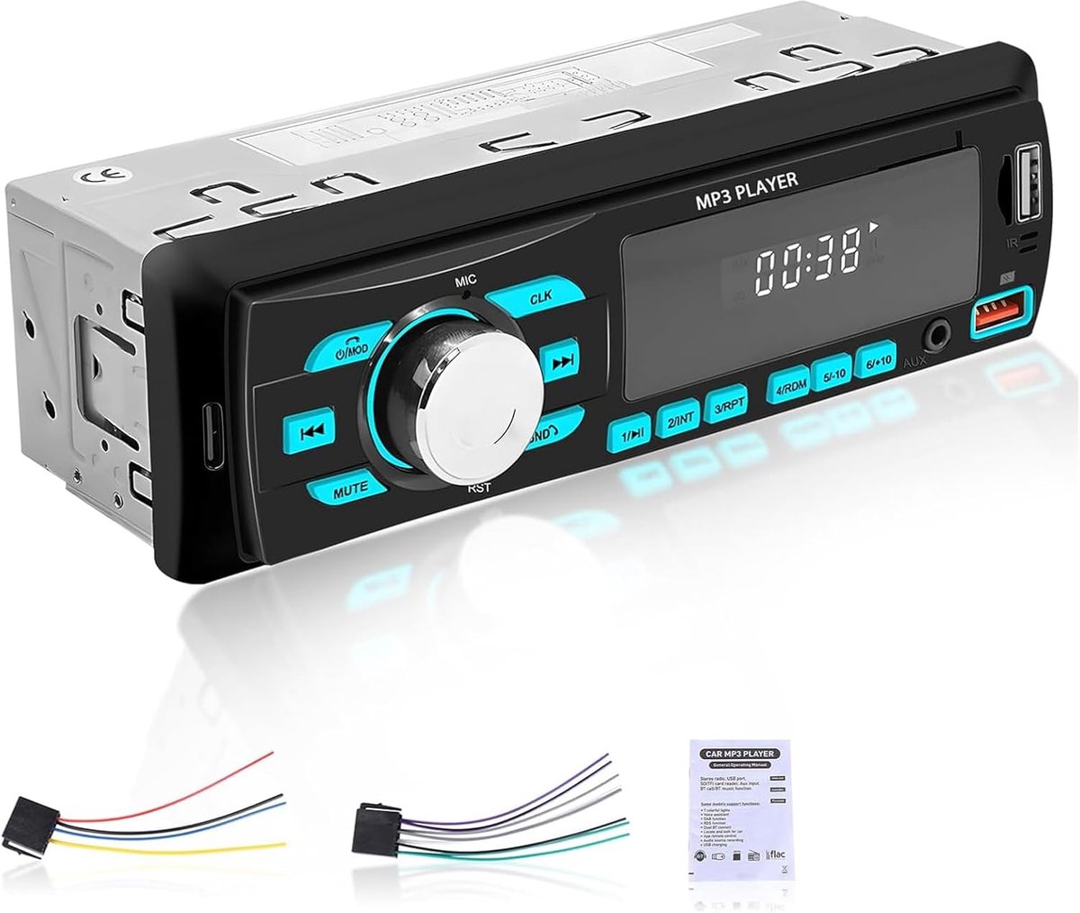 Din Autoradio Bluetooth - FM-radio-ontvanger - USB/USB-stick/AUX-ingang/TF-kaartweergave
