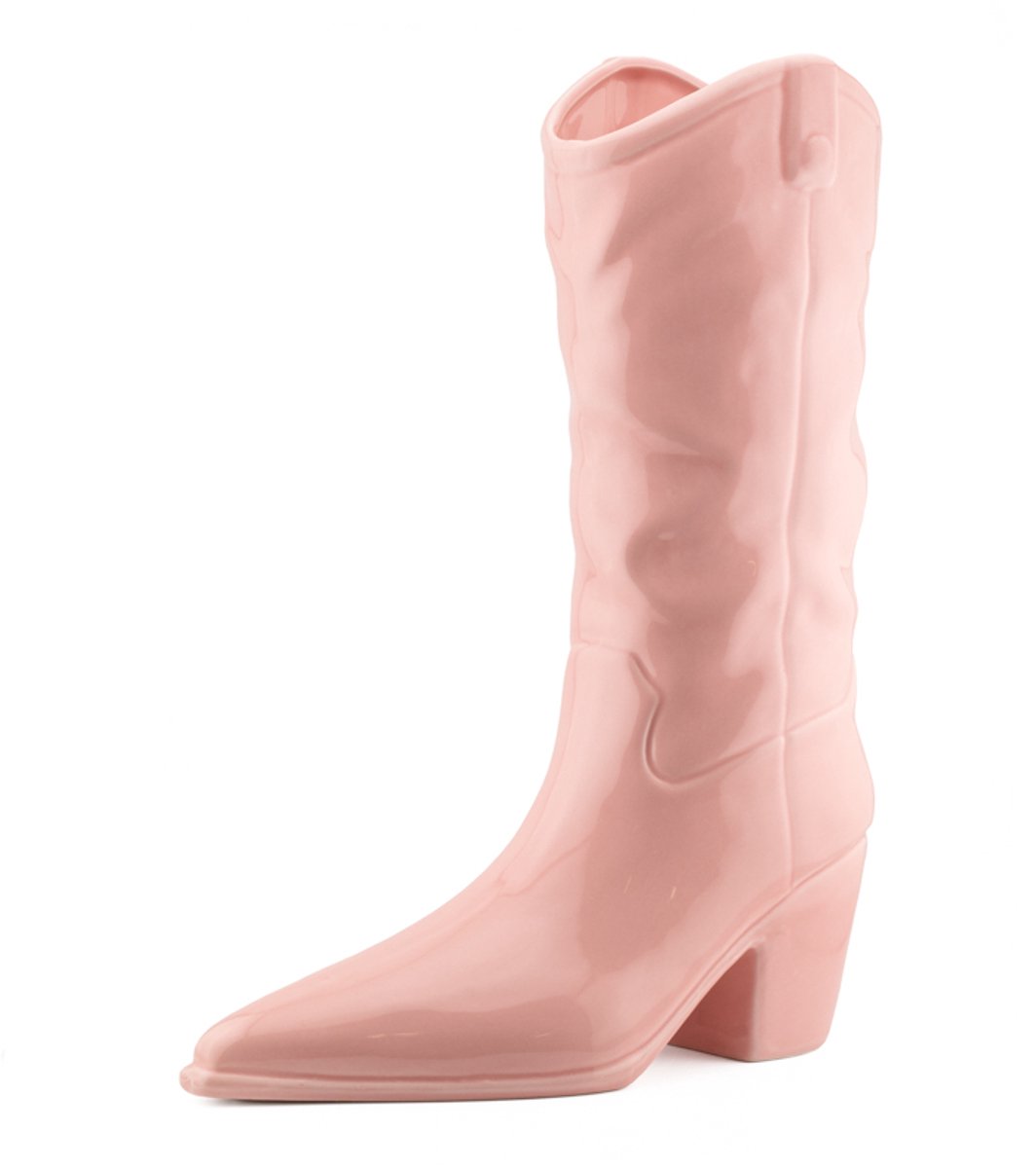 Homebound by Kolony HomeBound by KY | Aardewerk vaas cowboy boot roze | vaas | 25,8x11x33,5cm