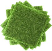 Allecto Plus - Simulatie kunstgras set van 5 stuks voor poppenhuis en microlandschap (15 x 15 cm) - Groen decoratie grasmat voor tuin en balkon bouwmodel