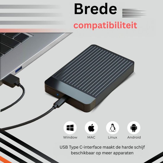 MKSS® Harde Schijf Extern - Draagbare - 1TB Opslag - Zwart van Merkloos — afbeelding 3