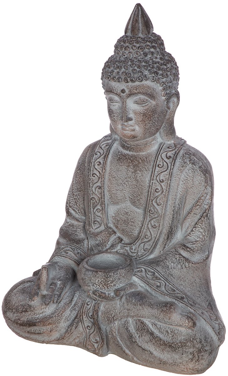 Gilde Handwerk - Sculptuur - Beeld - Kaarsenhouder - Buddha - Magnesia Keramiek - 67x46x29cm