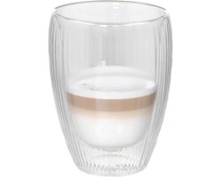 Gerimport Theeglazen Leya - 1x - dubbelwandig - glas - 350 ml - D9 x H12 cm