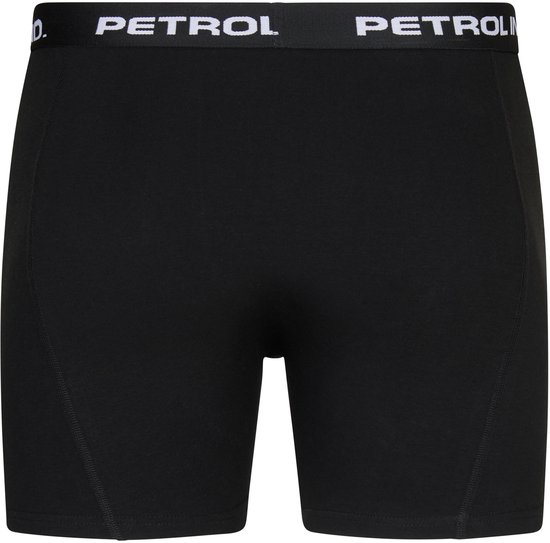 Boxer court noir avec ceinture blanche 'PETROL IND.'.