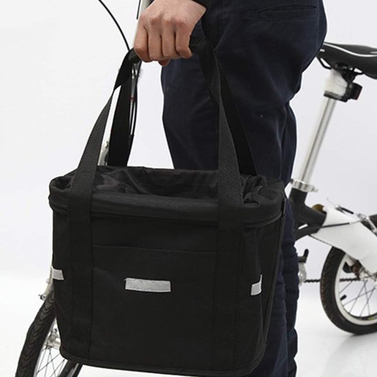 VIRIBUS Achtermand voor volwassenen driewieler met 2 waterdichte hoezen en 4 wielen, 53x42x38 cm zwarte metalen fietsmand met handvat en afneembare wielen, XL opvouwbare fietsboodschappenmand