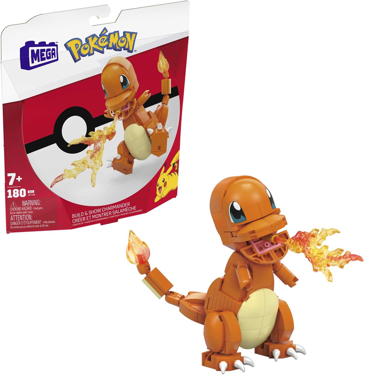 MEGA Pokémon Action Figure Charizard Articulated 28 cm, Building Brick Set for Kids and Adults, Collectible Pokemon Model, 1663 Pieces, Toy for 8 Years, HMW05