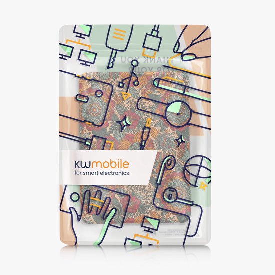 kwmobile Cork Case Compatible with Amazon Kindle Paperwhite (2024)/Colorsoft - Book Style Protective e-Reader Flip Cover Folio Case - Summer Flowers Orange / Green / Red van kwmobile — afbeelding 4