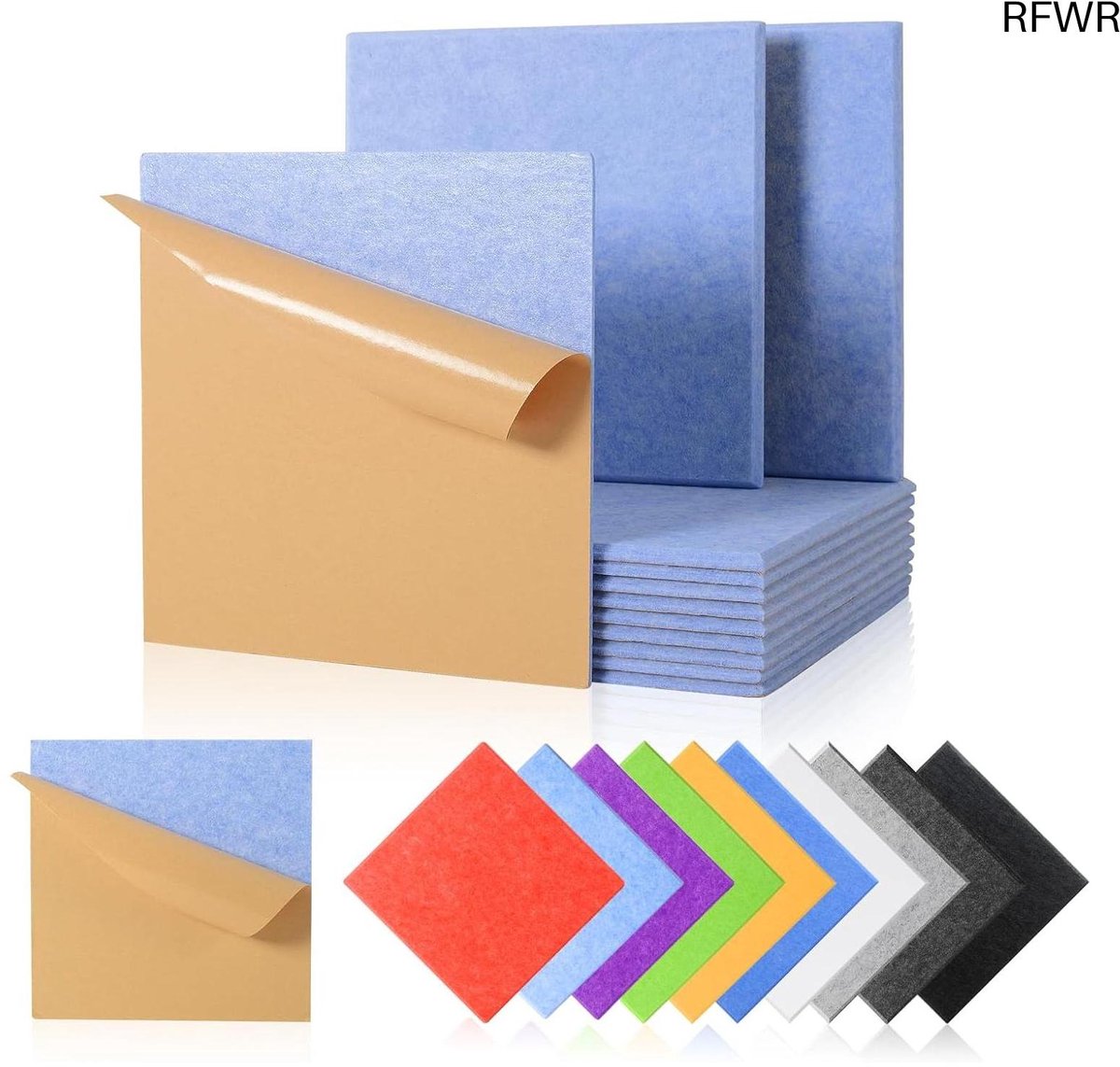 RFWR® 12 Akoestische Panelen Zelfklevend 30x30cm - Geluidsabsorberende Wandpanelen voor Studio en Kantoor