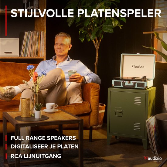 Retro platenspeler met platenkoffer - Audizio RP116BL - Platenspeler Bluetooth - Met speakers - Blauw — afbeelding 3