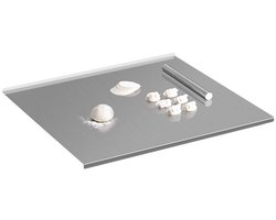 RVS snijplanken met rand voor de keuken, metalen snijplank boven de gootsteen, antislip RVS snijplank geschikt voor vlees, fruit, groenten, brood en bakken (zilver)