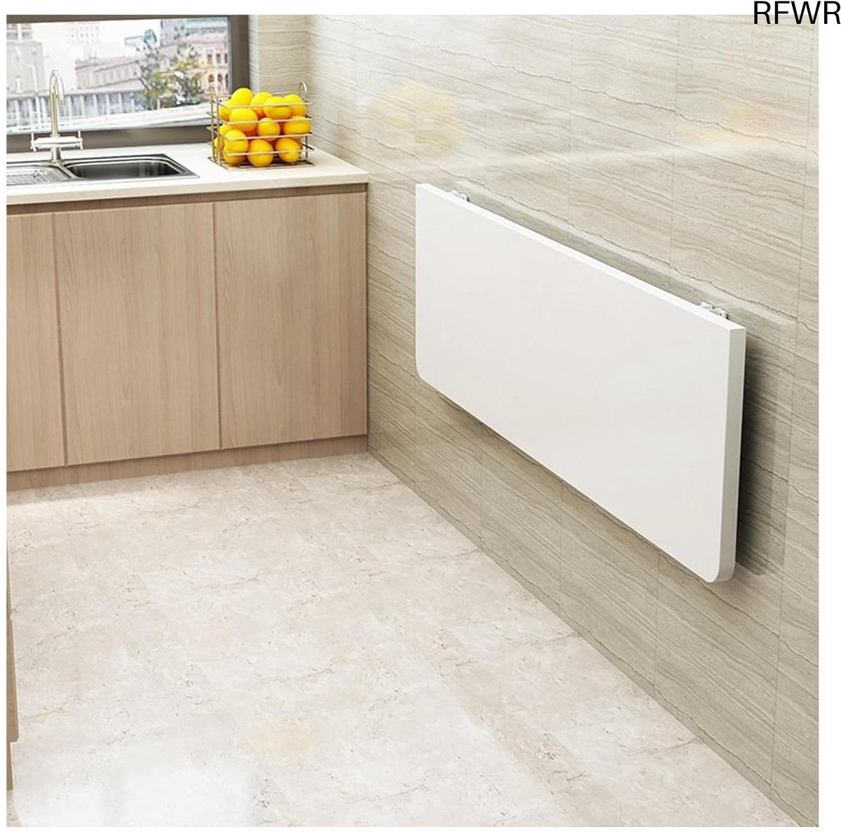 RFWR® Opvouwbaar Wandbureau voor Keuken en Computer, Ruimtebesparend en Multifunctioneel, 80 x 50 cm, Wit