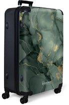 NoBoringSuitcases.com® - Grande valise - Valise de voyage légère - Structure en marbre vert - Trolley 4 roues - Grand trolley XL - 98 litres de bagages