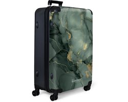 NoBoringSuitcases.com NoBoringSuitcases.com® - Koffer groot - Reiskoffer lichtgewicht - Groene marmerstructuur - Rolkoffer met 4 wielen - Grote trolley XL - 98 - 100 liter bagage